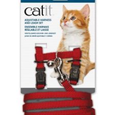 CATIT NYLON CAT/KITTEN ADJUSTABLE HARNESS AND LEAD SMALL RED