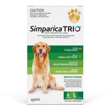 SIMPARICA TRIO DOG LGE 20.1-40KG GREEN 6PK
