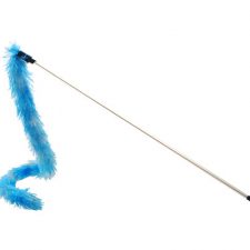 C/TOY TEASER WAND W/FEATHER BLUE